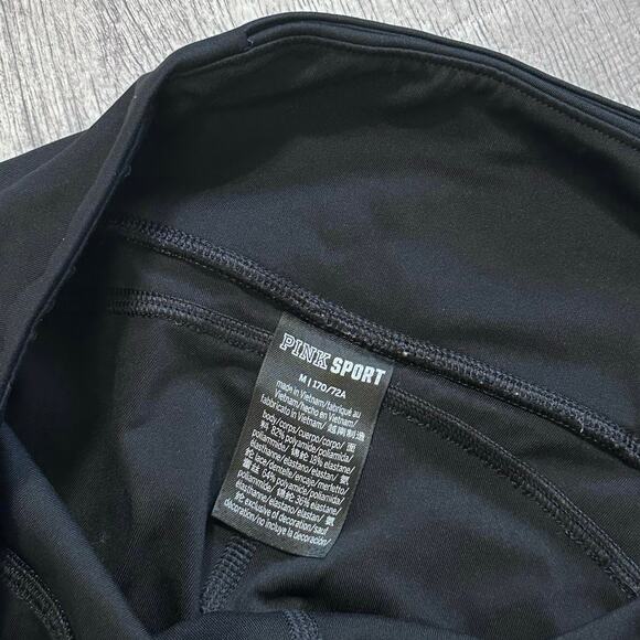 Victorias Secret PINK SPORT Black Yoga Legging Womens M Lace Ankle Mid Rise - Picture 8 of 9